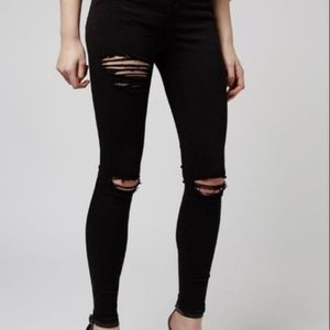 Topshop Moto Skinny Denim Jeans Jamie Black W28